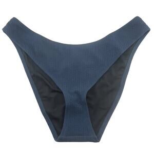 J‎ Crew Textured Cheeky Bikini Bottom Dark Blue Curved Waist Size XL BC050 New